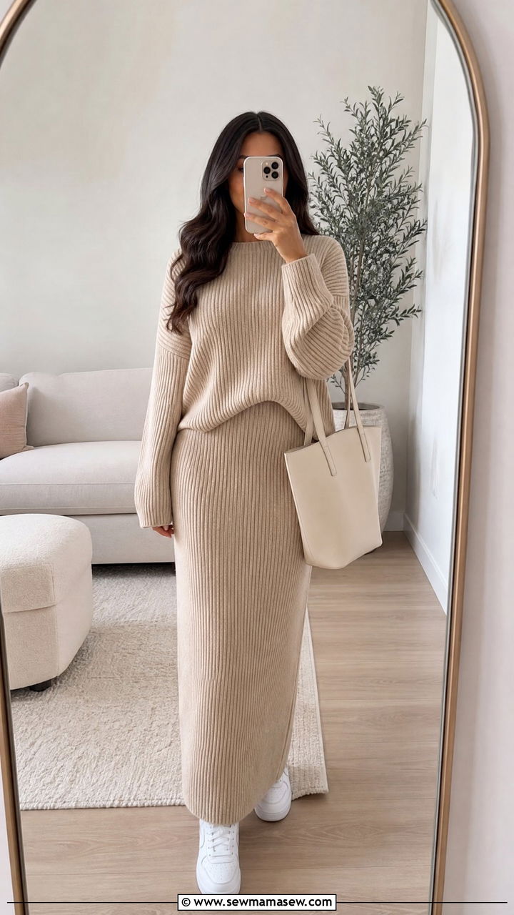Modest Knit Dress Set Outfit - 25 outfit ideas for modest women
