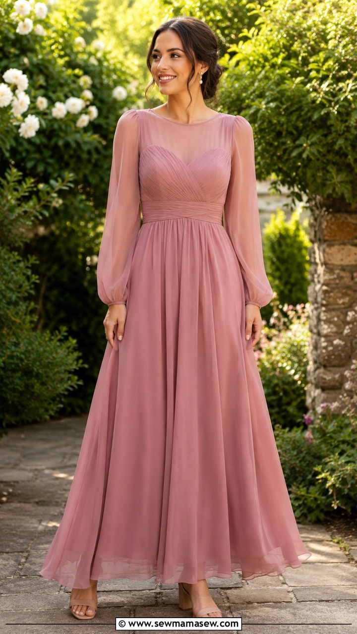 Modest Long Sleeve Maxi Dress for Sister of the Bride - 20 Modest outfit ideas for sister of the bride