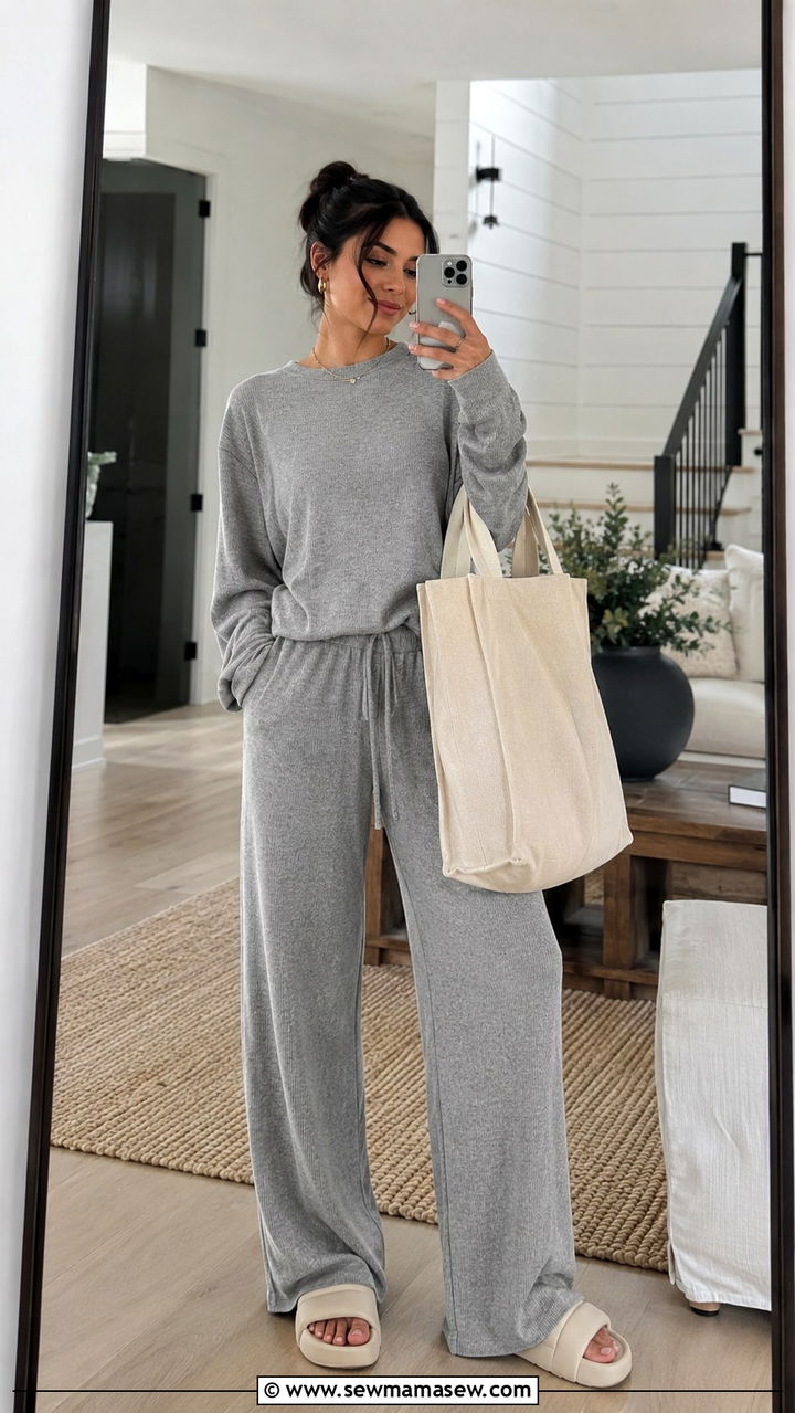 Modest Lounge Set With Oversize Tote - 30 Modest outfit ideas minimalist