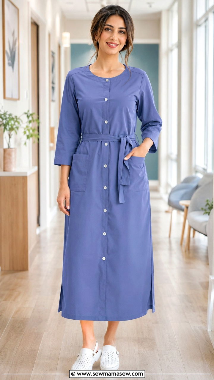 Modest Scrub Dress With Three Quarter Sleeves - 20 Modest outfit ideas for nurse