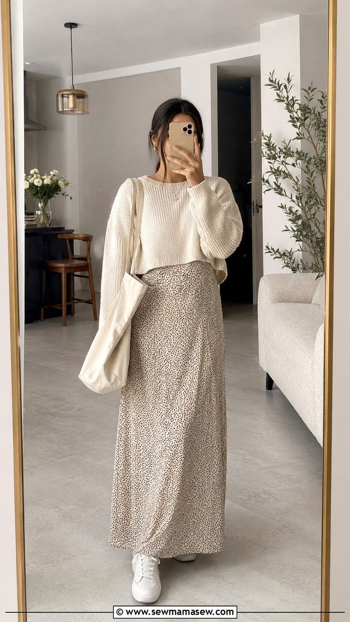 Modest Sweater over Maxi Dress - 30 Modest outfit ideas aesthetic