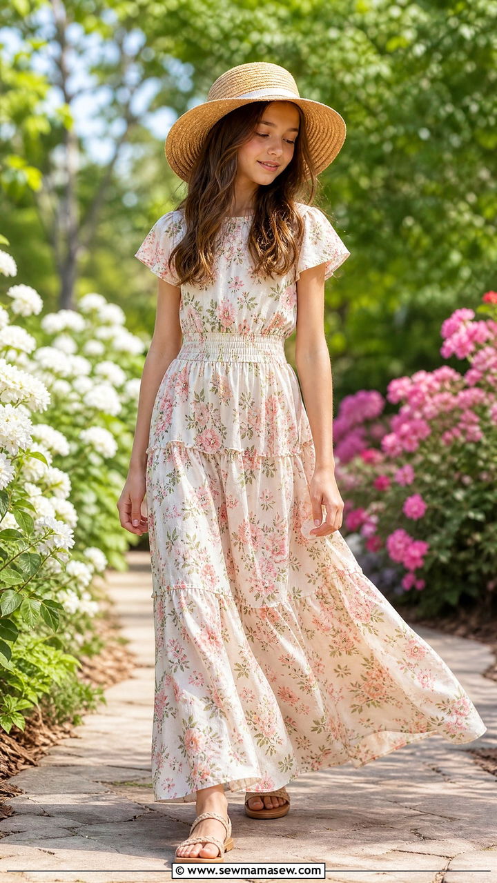 Modest Tween Floral Maxi Dress Outfit - 25 Tween outfit ideas modest