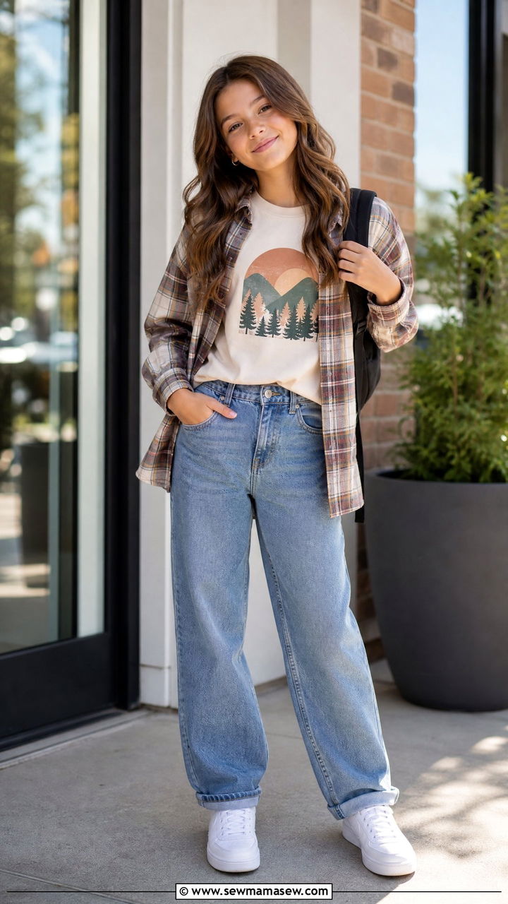 Modest Tween Graphic Tee and Jeans Outfit - 25 Tween outfit ideas modest