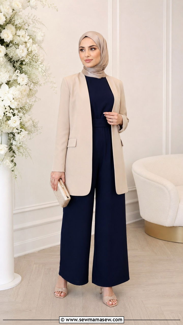 Modest Wide Leg Jumpsuit - 30 Modest wedding guest outfit ideas for Muslim women
