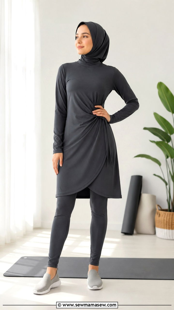Modest Yoga Dress With Attached Leggings - 25 Modest yoga outfit ideas with hijab