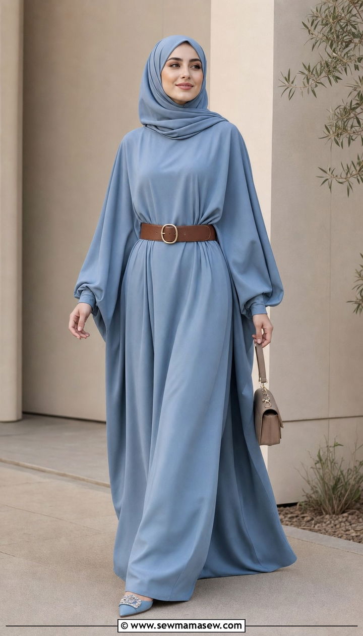 Modest maxi dress with batwing sleeves - 25 Eid al Adha outfit ideas 2026