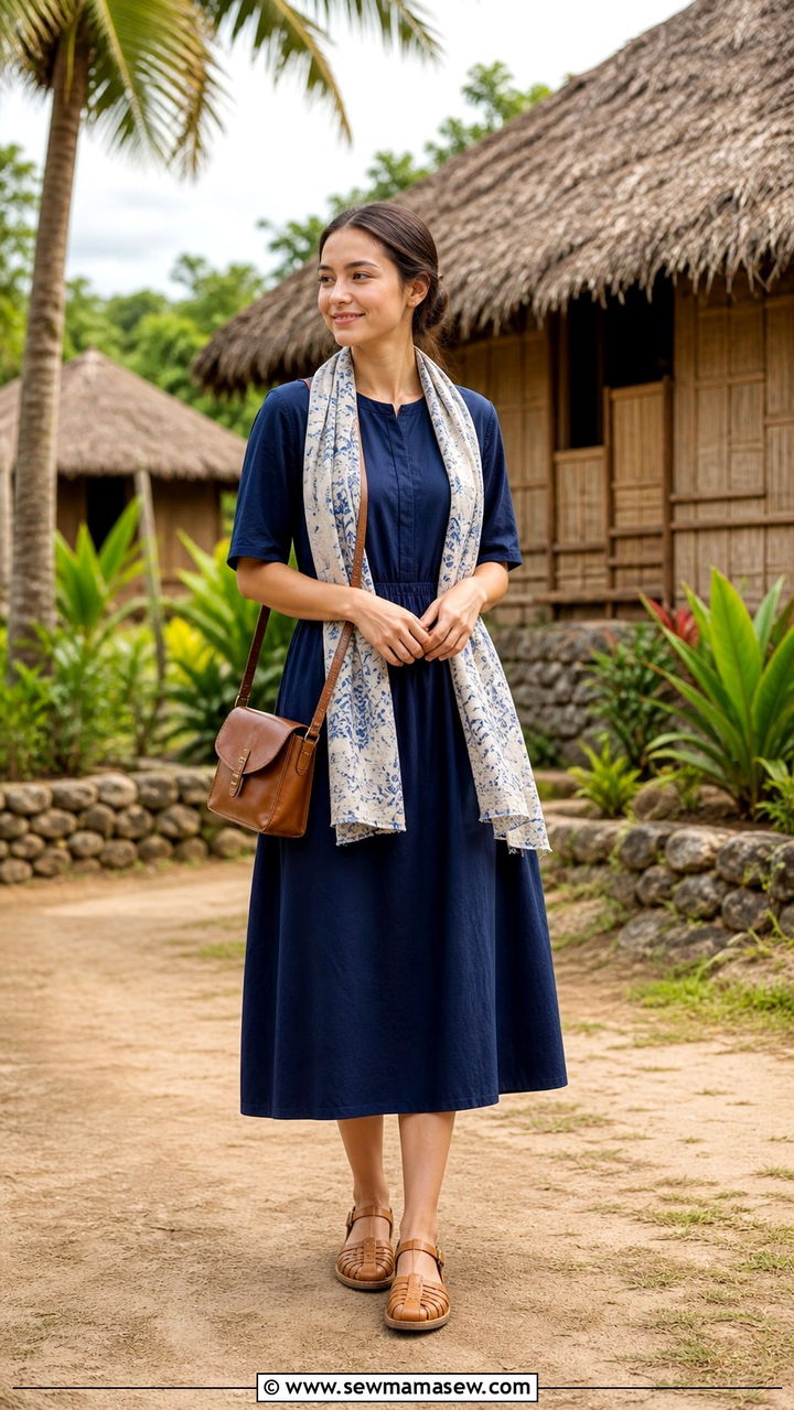 Modest midi dress and covered sandals outfit for Fiji village visit - 40 What to wear in Fiji