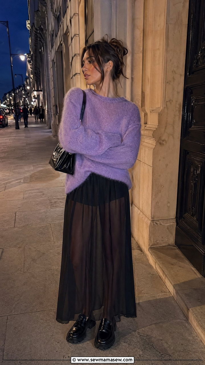 Mohair knit with sheer maxi skirt outfit - 35 Copenhagen outfits