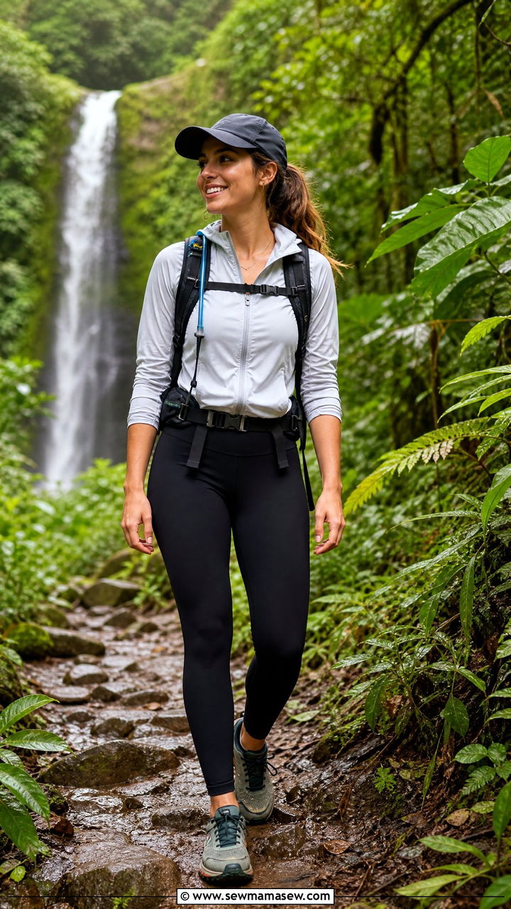 Moisture Wicking Leggings With Zip Up Jacket For Hiking Excursions - 30 Cruise excursion outfit ideas