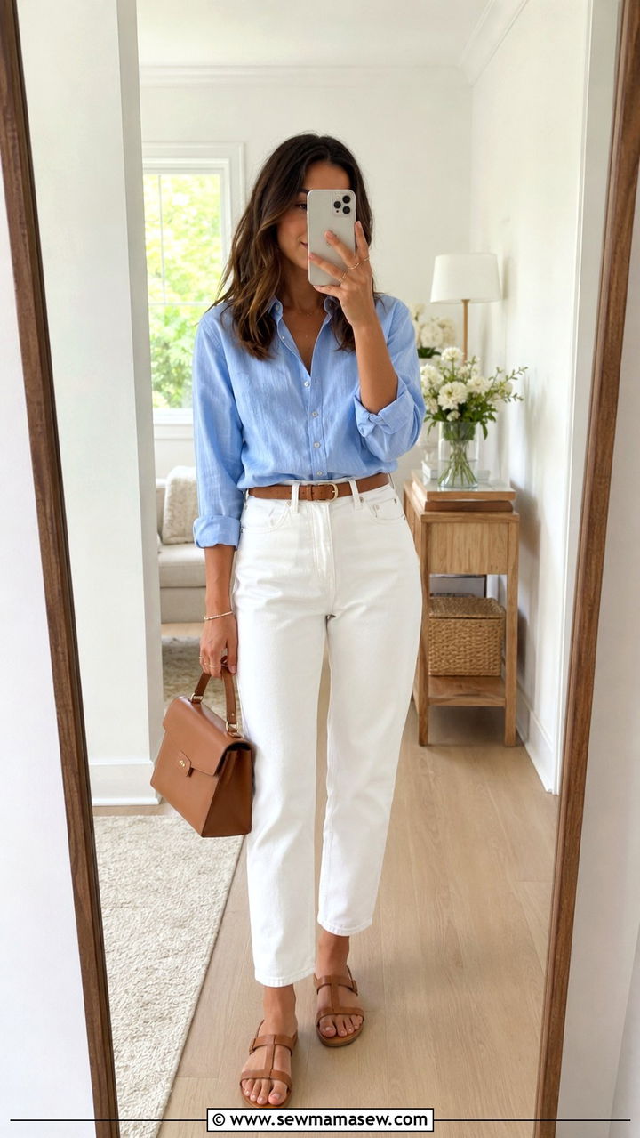 Mom Jeans With Blue Button Down Shirt Outfit - 30 Mom jeans outfit ideas with a button down
