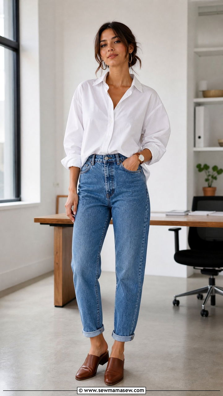 Mom Jeans With Button Down Shirt - 25 chic mom jeans outfit ideas