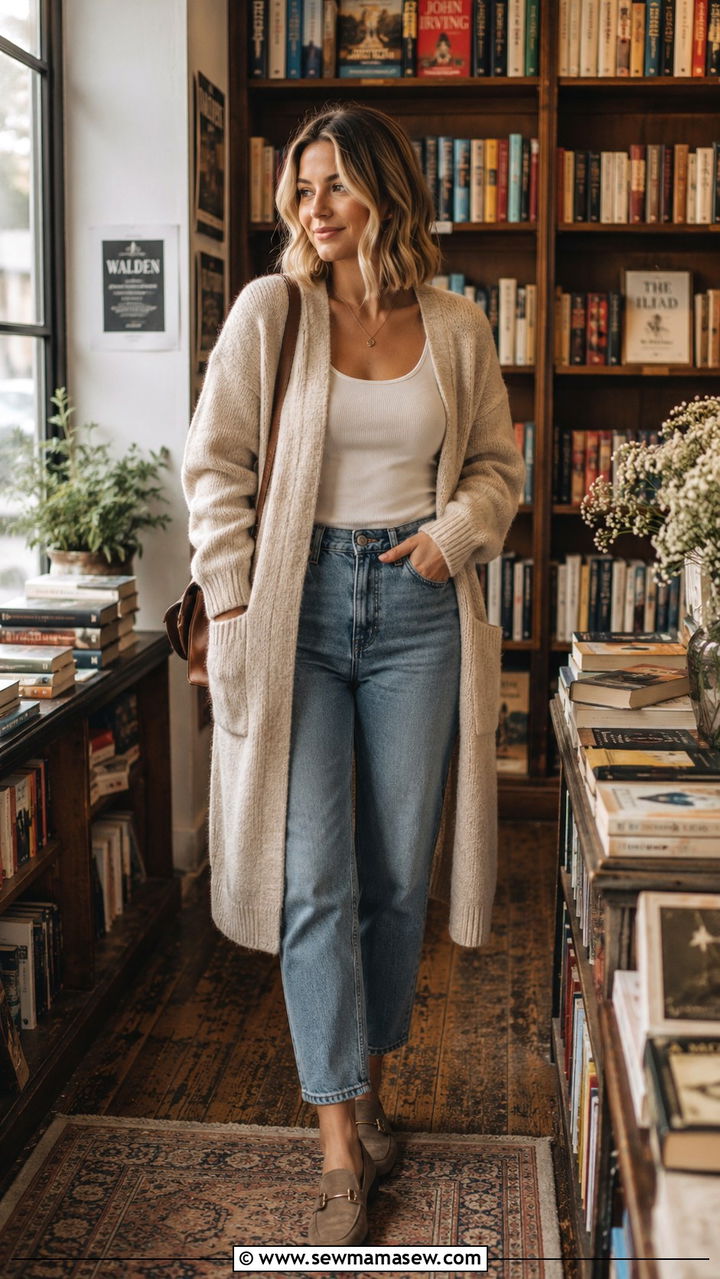 Mom Jeans With Cardigan And Loafers - 30 Mom jeans outfit ideas with loafers