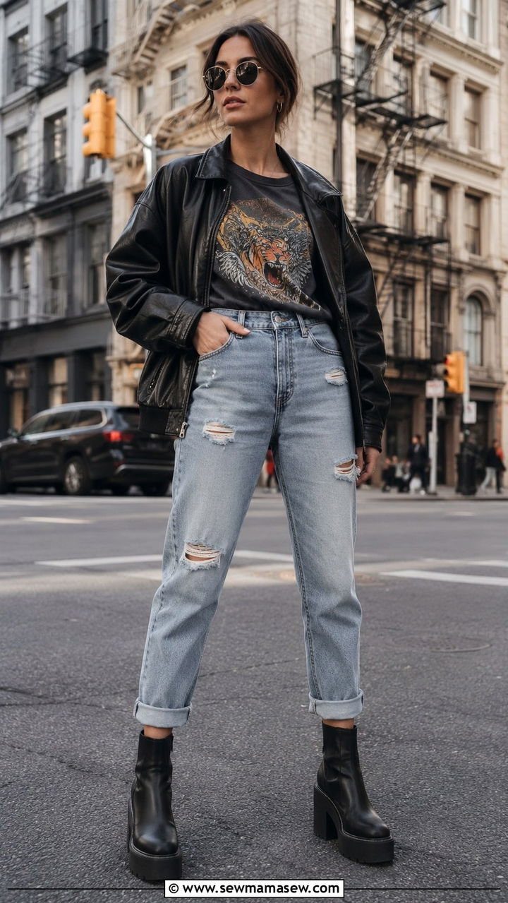 Mom Jeans With Chunky Ankle Boots Street Style - 30 Mom jeans outfit ideas with boots