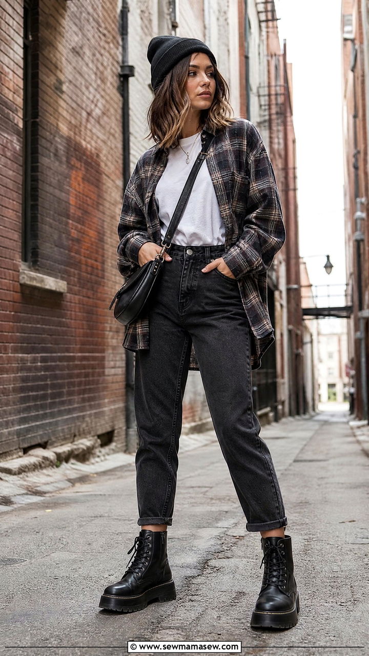 Mom Jeans With Combat Boots - 25 chic mom jeans outfit ideas