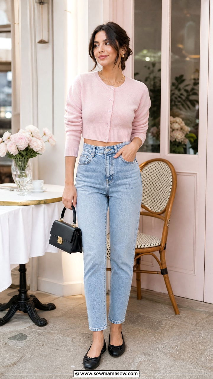 Mom Jeans With Cropped Cardigan - 25 chic mom jeans outfit ideas