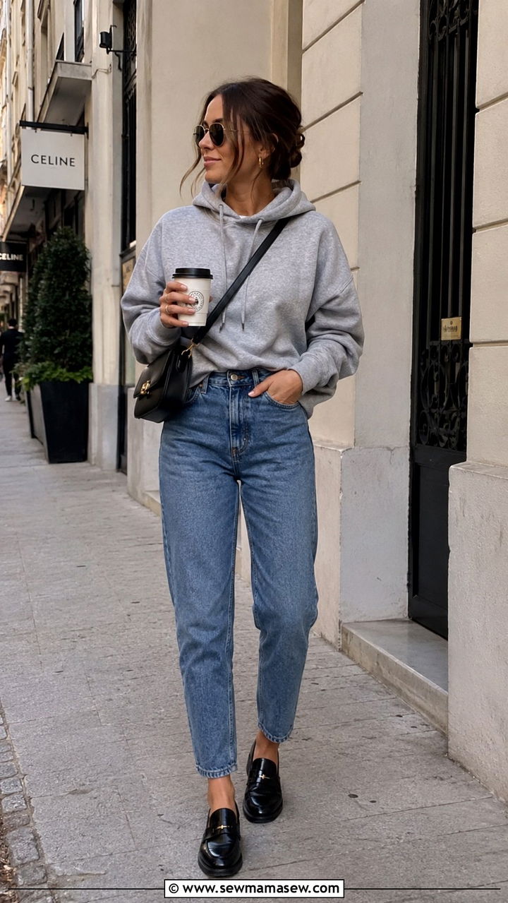 Mom Jeans With Hoodie And Loafers - 30 Mom jeans outfit ideas with loafers