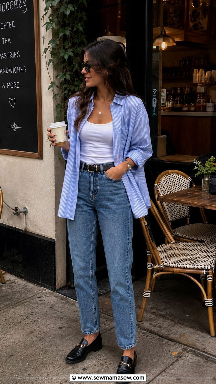 Mom Jeans With Oversized Shirt And Loafers - 30 Mom jeans outfit ideas with loafers