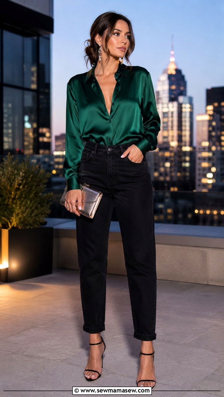 Mom Jeans With Silk Button Down Outfit - 30 Mom jeans outfit ideas with a button down