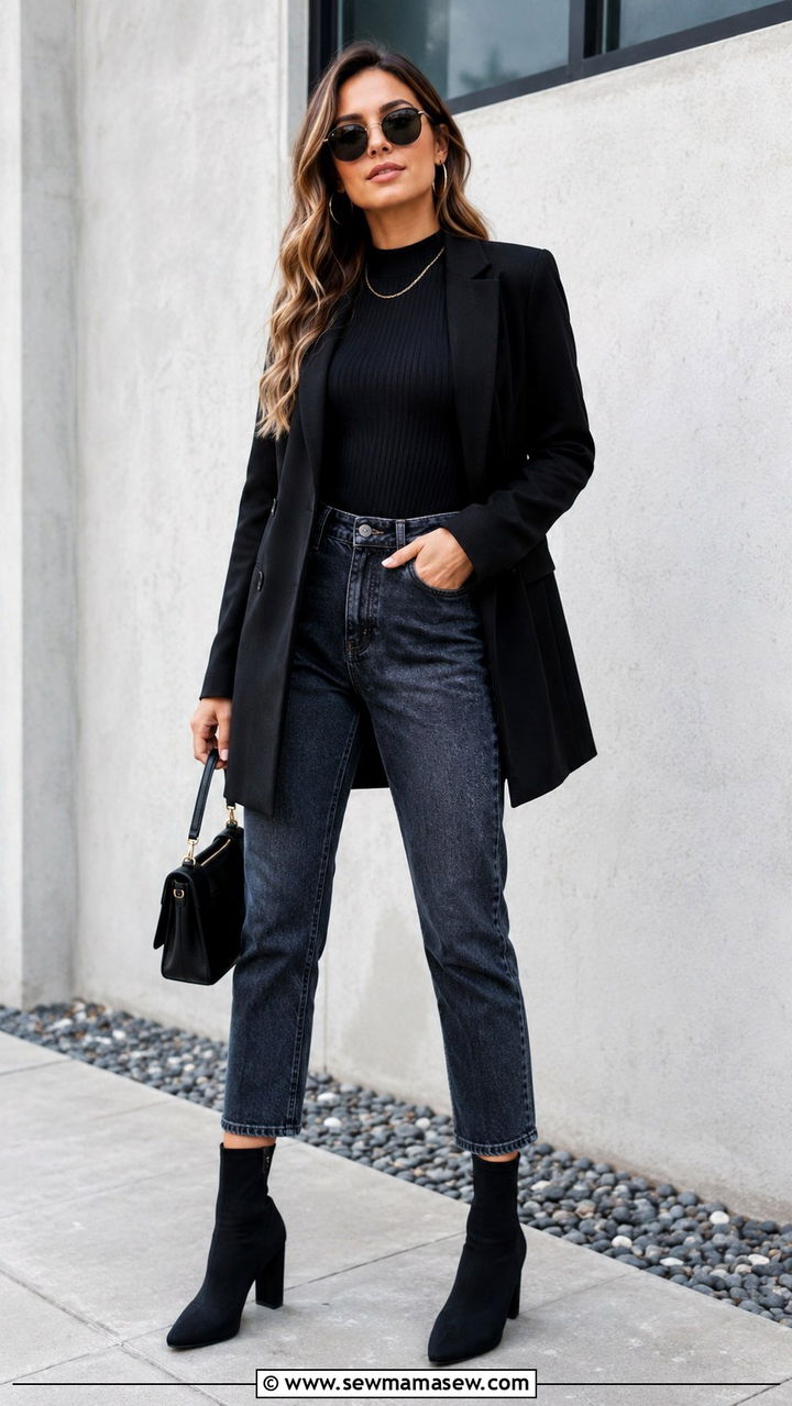 Mom Jeans With Sock Boots Sleek Look - 30 Mom jeans outfit ideas with boots