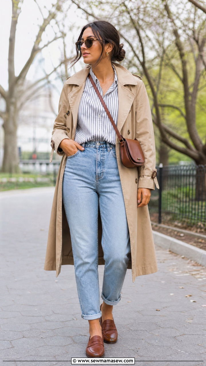 Mom Jeans With Trench Coat - 25 chic mom jeans outfit ideas