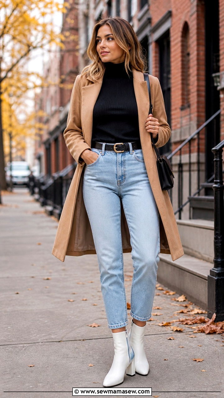 Mom Jeans With Tucked Turtleneck Outfit - 40 jeans outfits for women