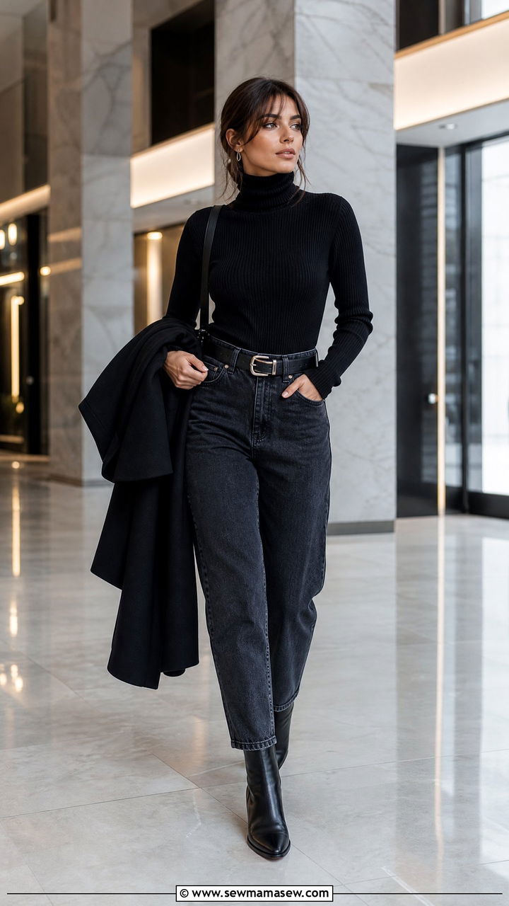 Mom Jeans With Turtleneck - 25 chic mom jeans outfit ideas