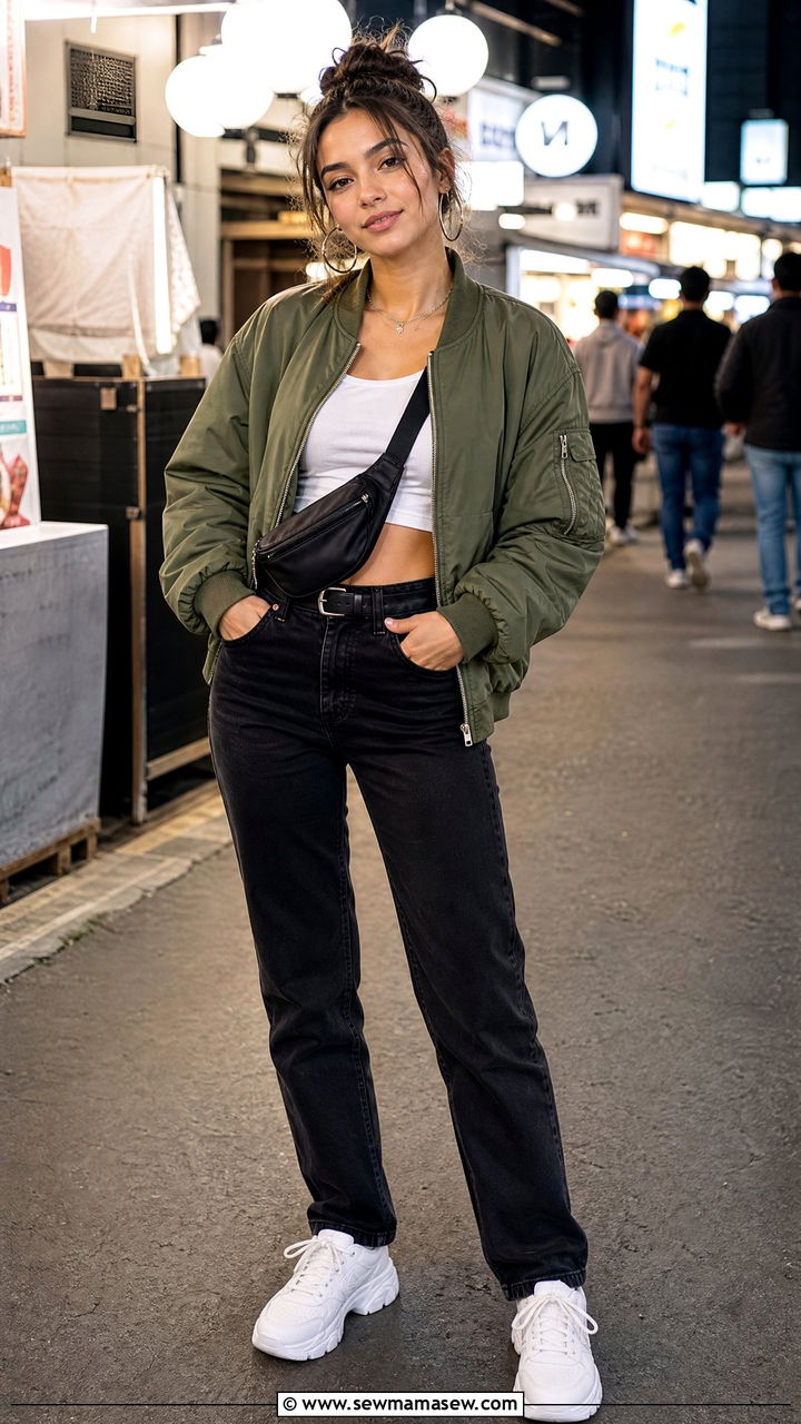 Mom Jeans and Bomber Jacket Outfit - 25 How to style mom jeans in summer