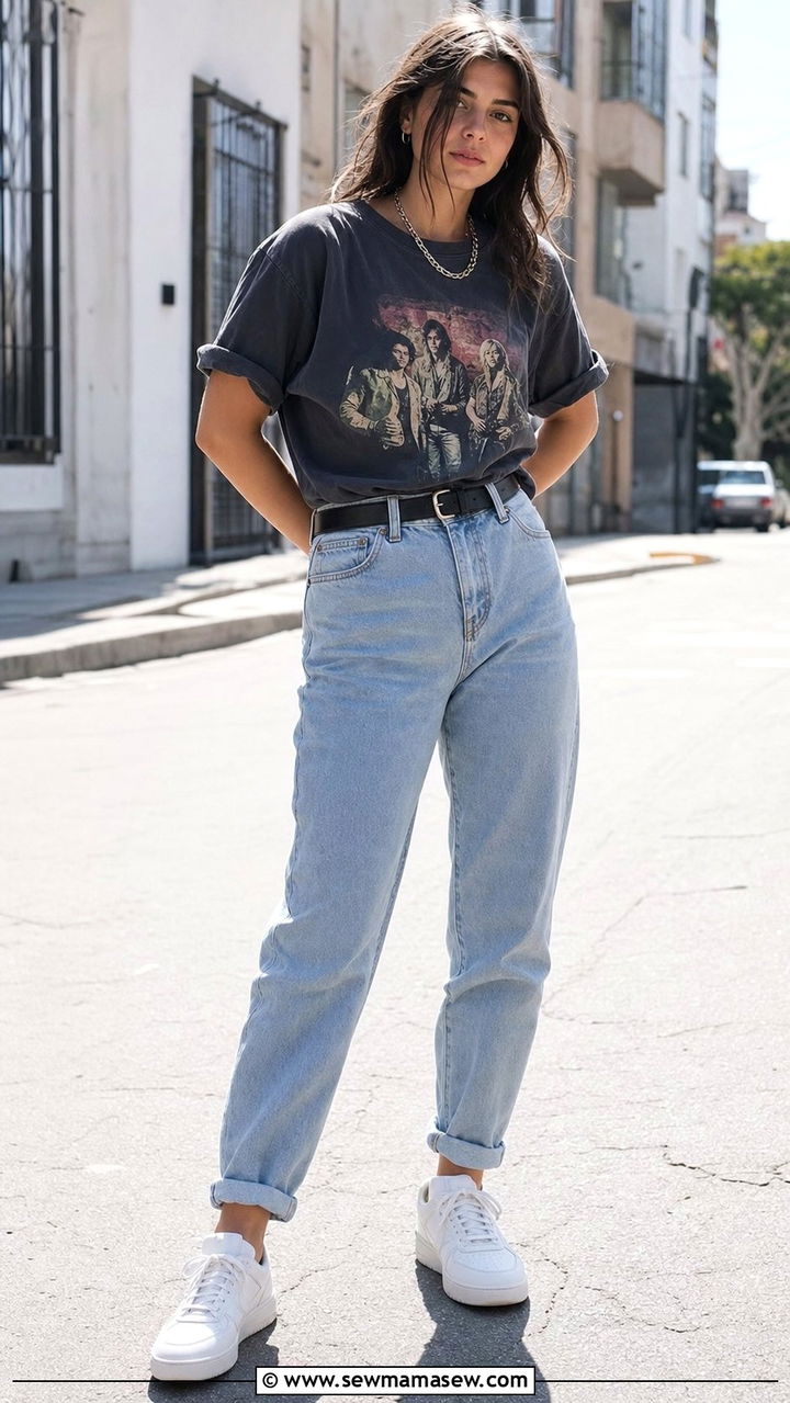 Mom Jeans and Graphic Tee Outfit - 25 spring 90s outfit ideas