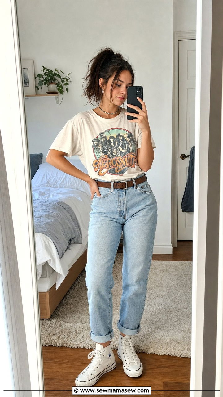 Mom Jeans and Graphic Tee Outfit - 25 cute 90s outfits