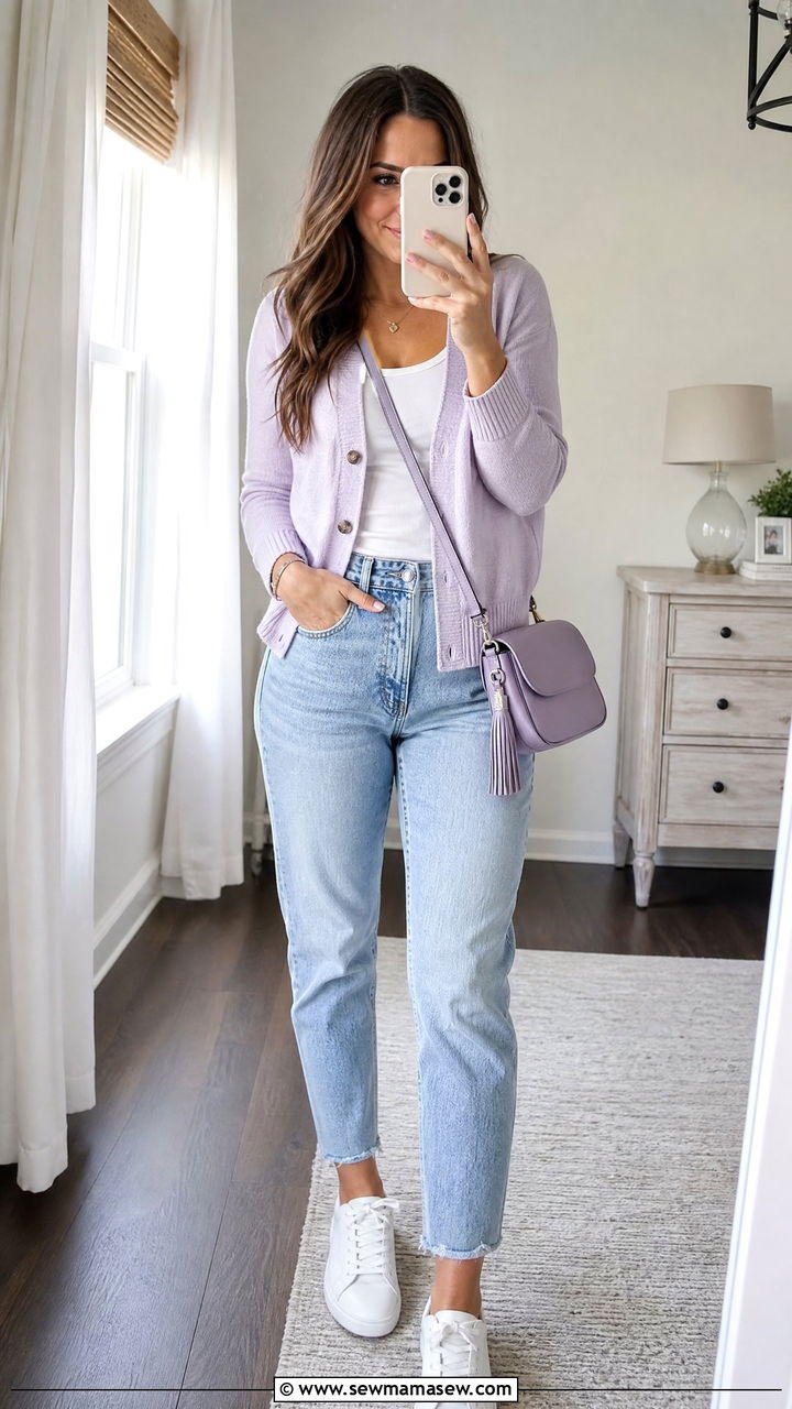 Mom Jeans and Lightweight Cardigan Outfit - 25 How to style mom jeans in summer
