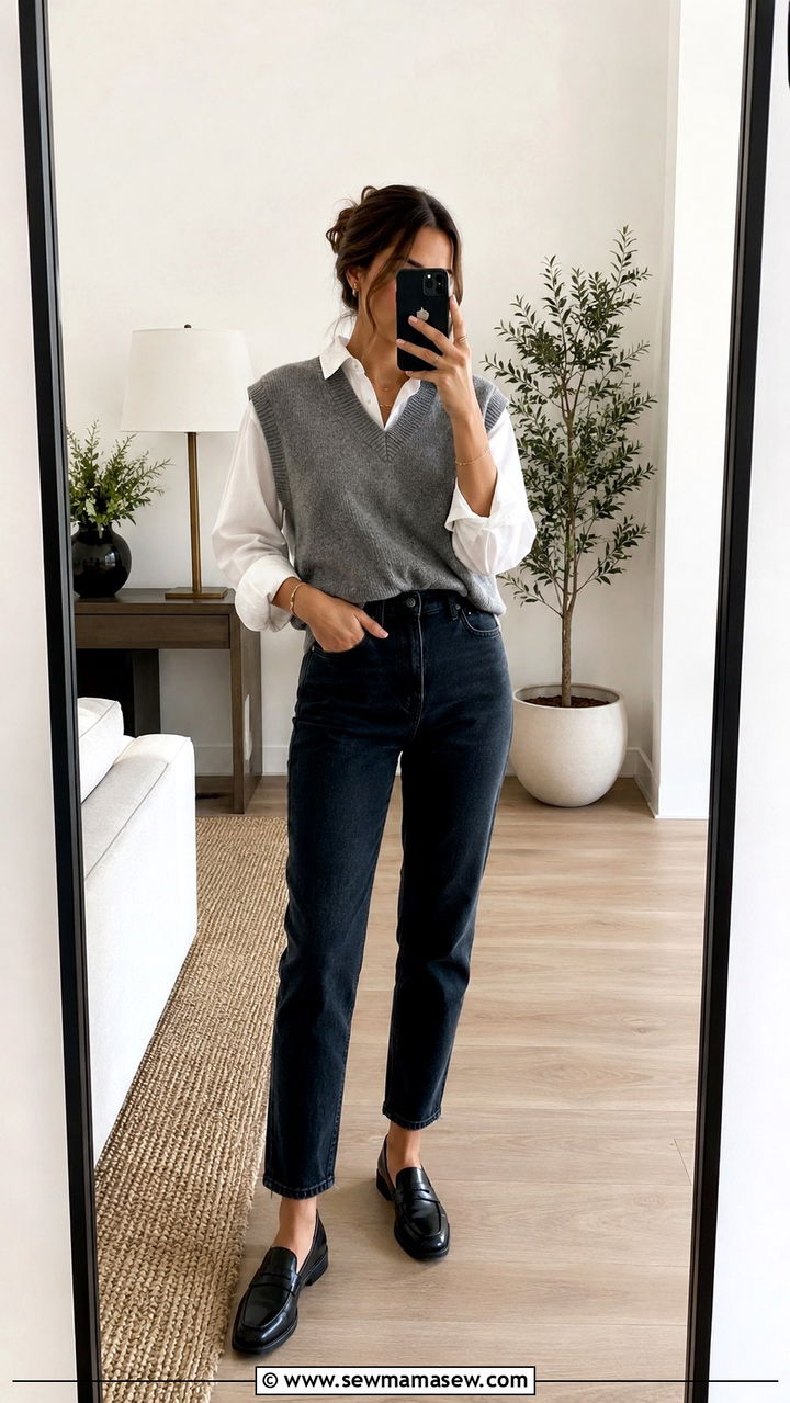 Mom jeans and loafers outfit - 30 Mom jeans outfit ideas with flats