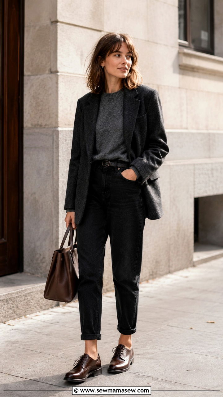 Mom jeans with oxford shoes outfit - 30 Mom jeans outfit ideas with flats