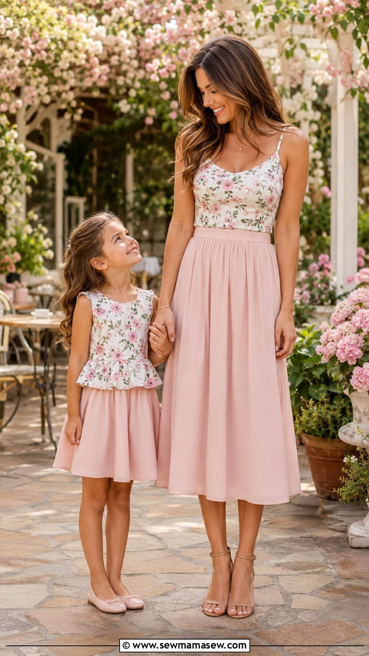 Mommy and Me Floral Tank and Skirt - 30 Spring mommy and me outfits