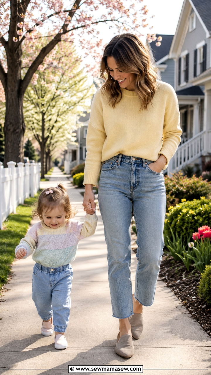Mommy and Me Light Sweater and Jeans - 30 Spring mommy and me outfits