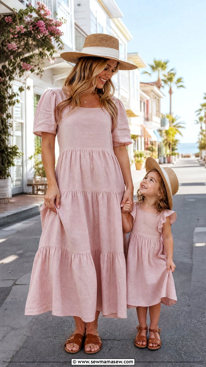Mommy and Me Linen Dress Outfit - 30 Spring mommy and me outfits