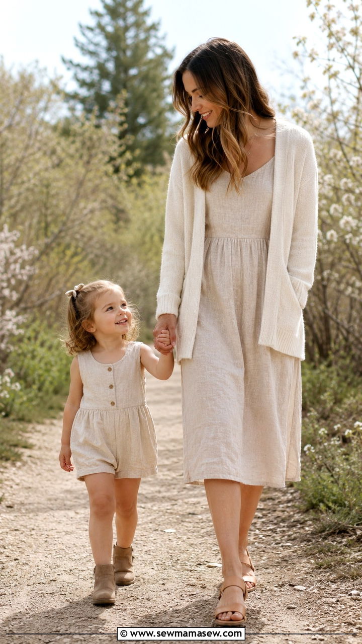 Mommy and Me Neutral Tone Coordinated Outfit - 30 Spring mommy and me outfits