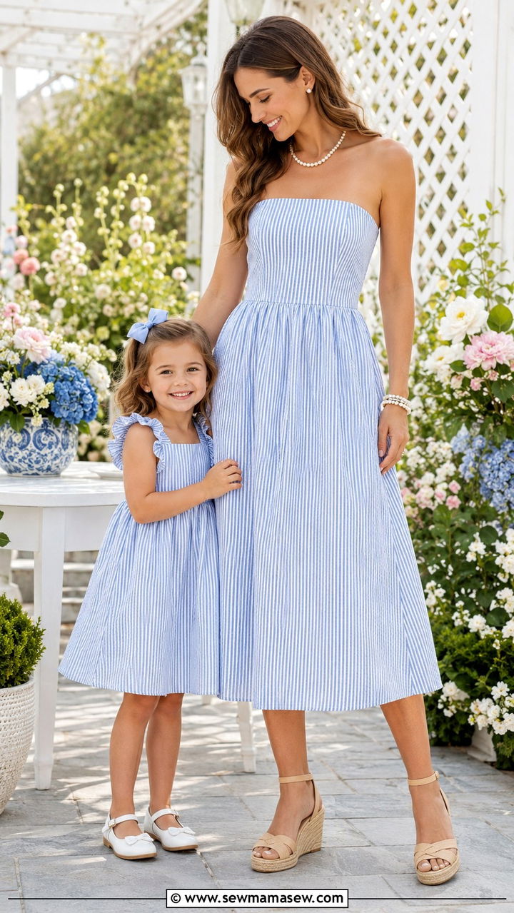 Mommy and Me Seersucker Dress Outfit - 30 Spring mommy and me outfits