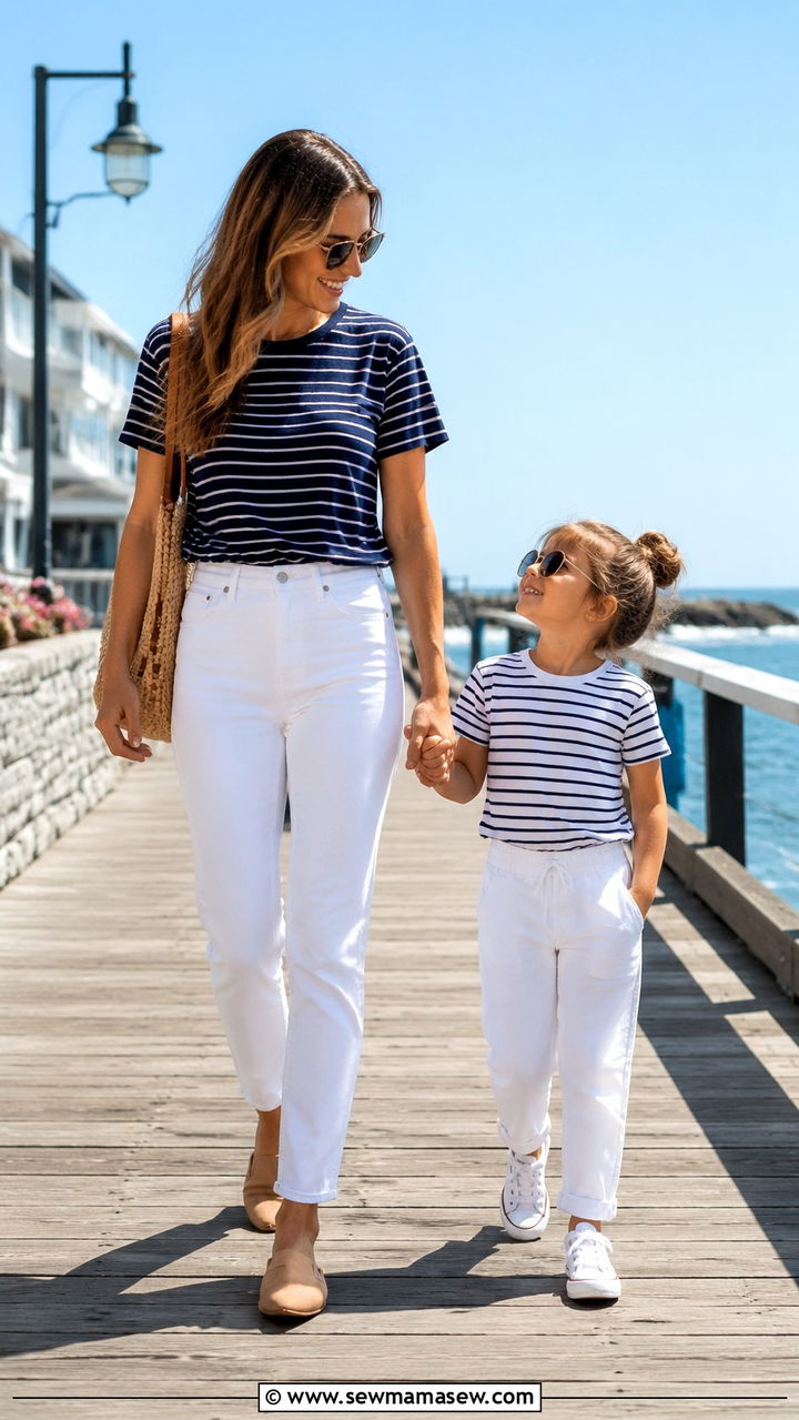 Mommy and Me Striped Tee and White Jeans - 30 Spring mommy and me outfits