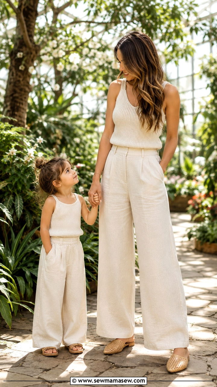 Mommy and Me Wide Leg Pants and Top - 30 Spring mommy and me outfits