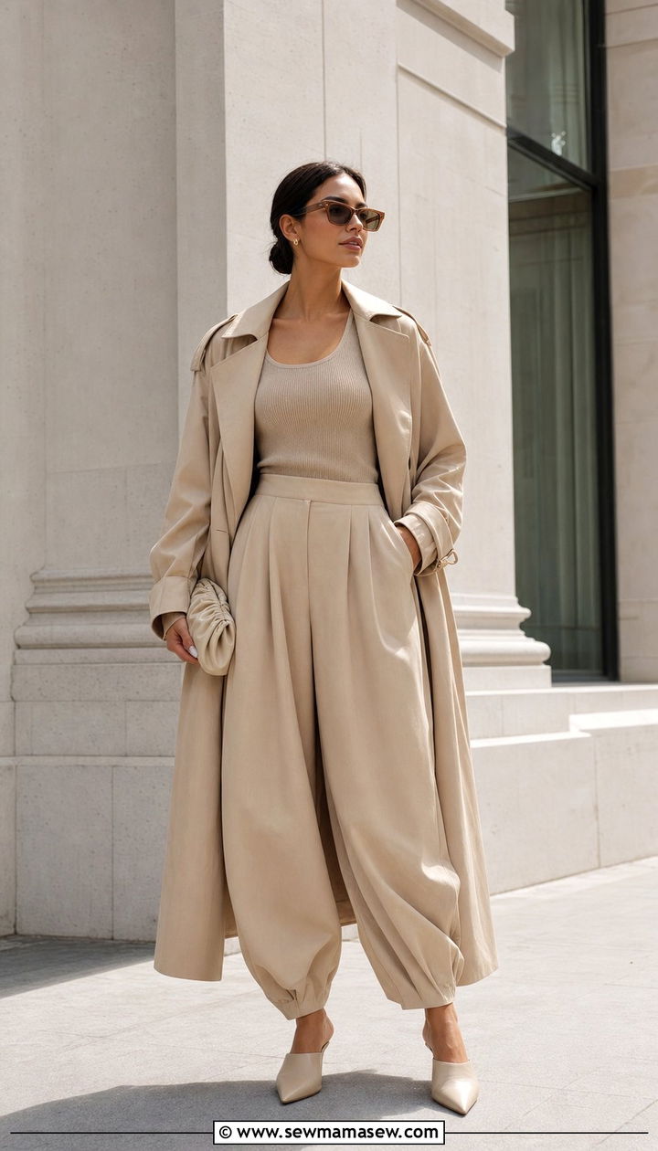 Monochromatic Beige Balloon Pants Ensemble Outfit - 35 balloon pants outfits ideas