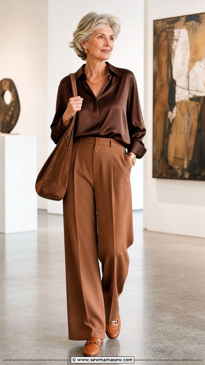 Monochromatic Brown Outfit For Women Over 60 - 30 Going out outfit ideas women over 60