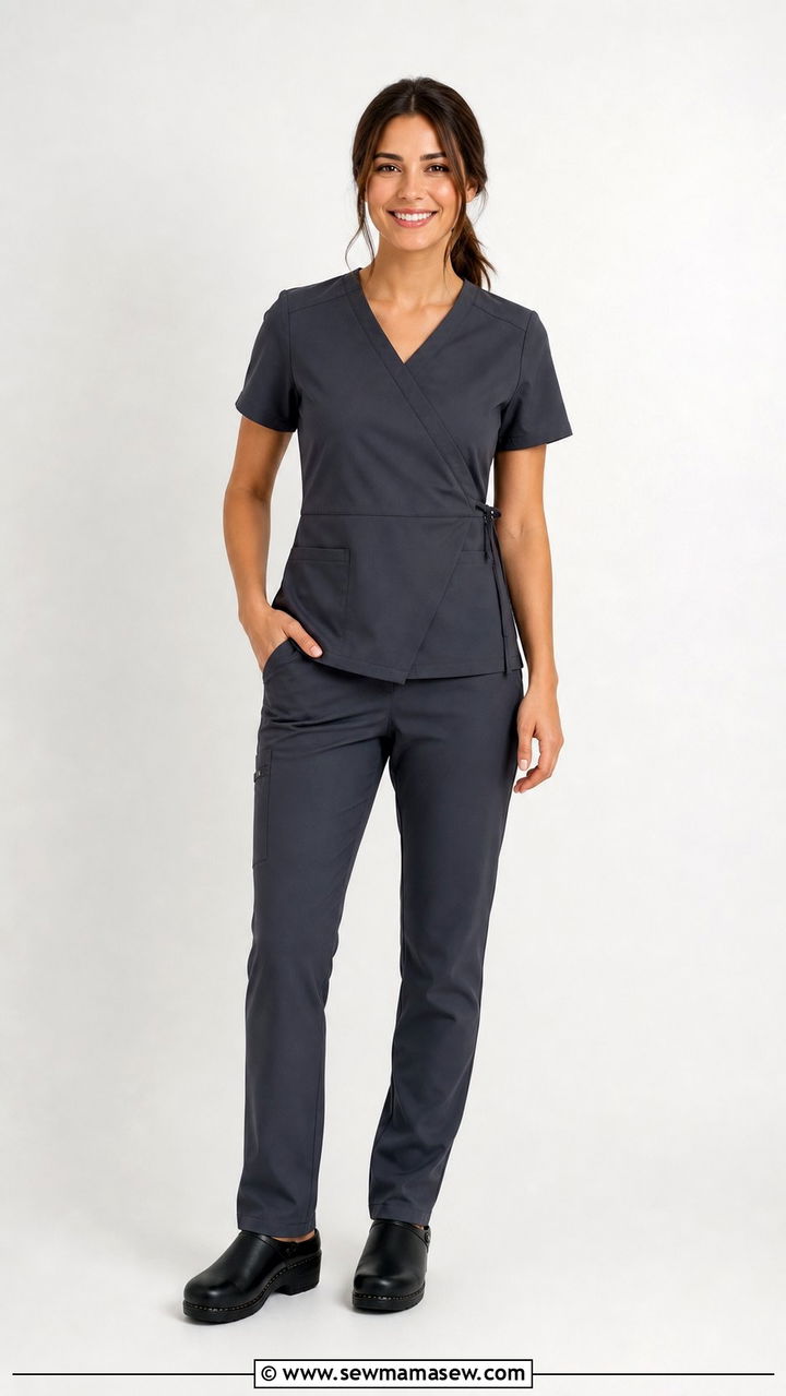Monochromatic Charcoal Scrub Set With Black Clogs - 25 Dental assistant outfit ideas