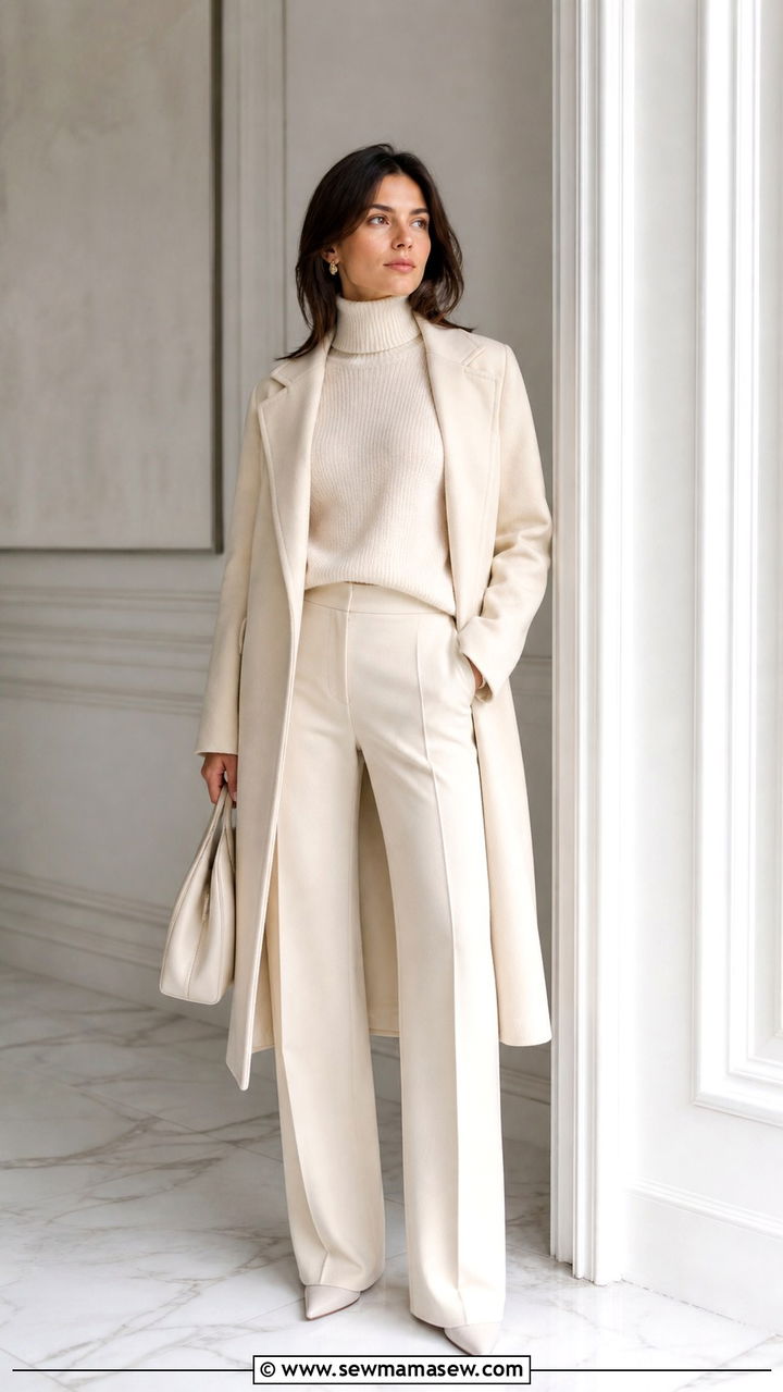 Monochromatic Cream Outfit - 40 old money outfits for women