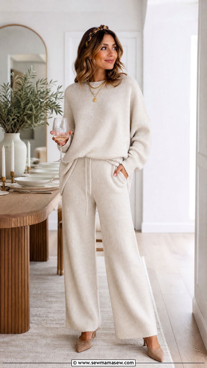 Monochromatic Knit Co Ord Set - 25 Host outfit ideas for dinner party