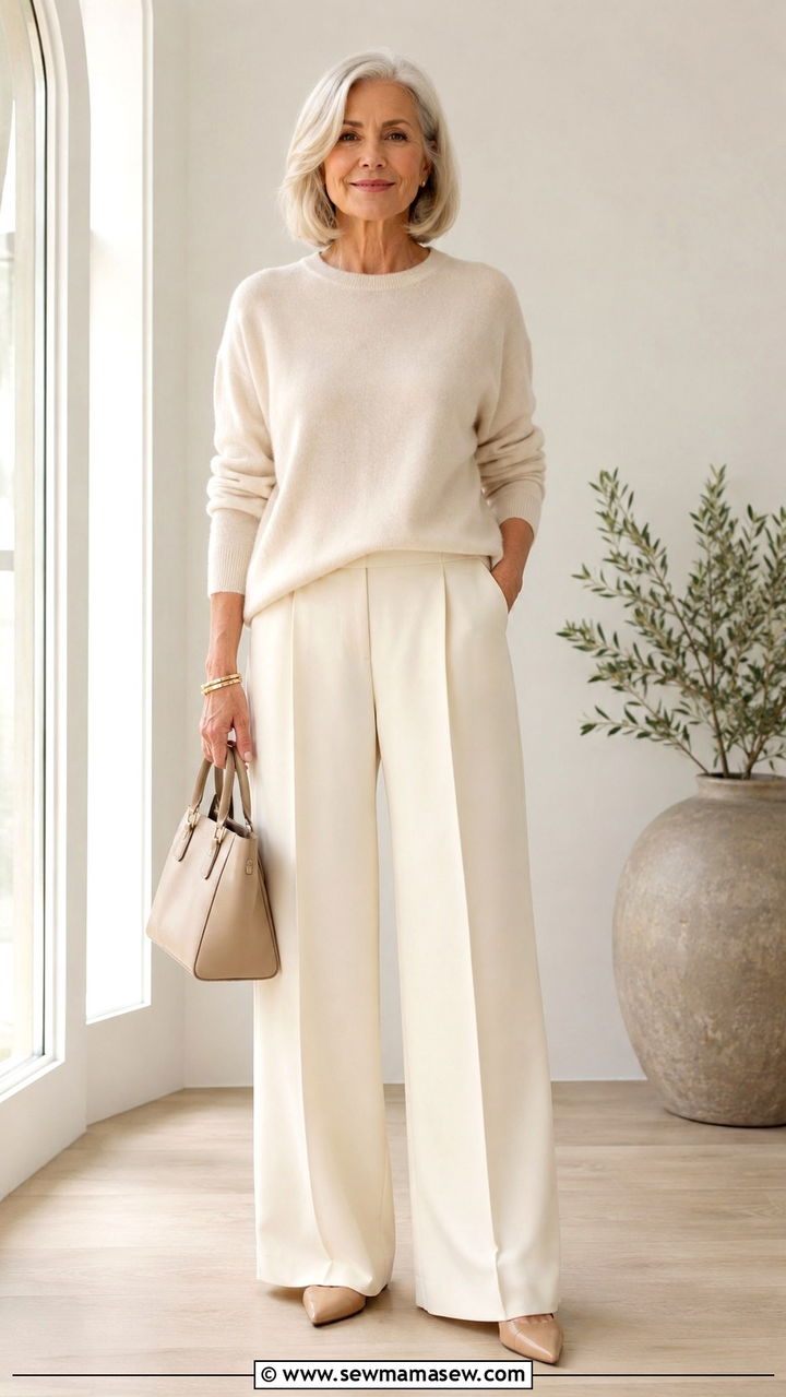 Monochromatic Neutral Ensemble - 20 Iconic outfits for women over 60