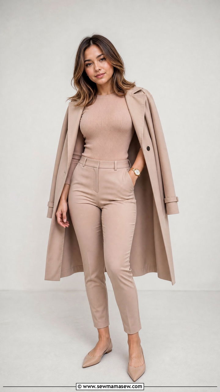 Monochromatic Nude Outfit for Petites - 25 Petite outfit ideas under 5 feet