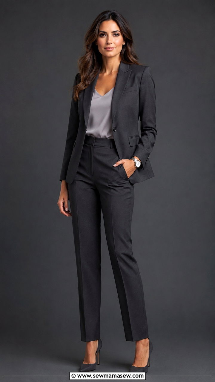 Monochromatic Power Suit in Charcoal - 25 Professional headshot outfit ideas