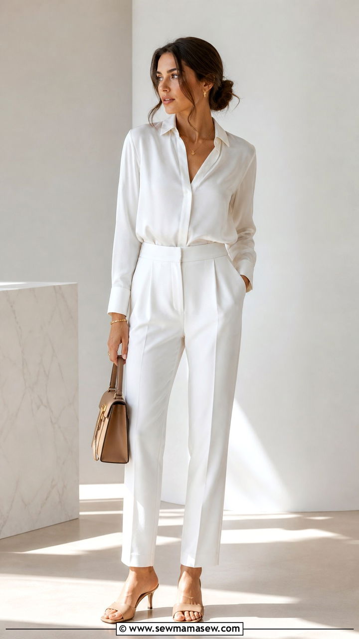 Monochrome All White Look - 40 cute work outfits