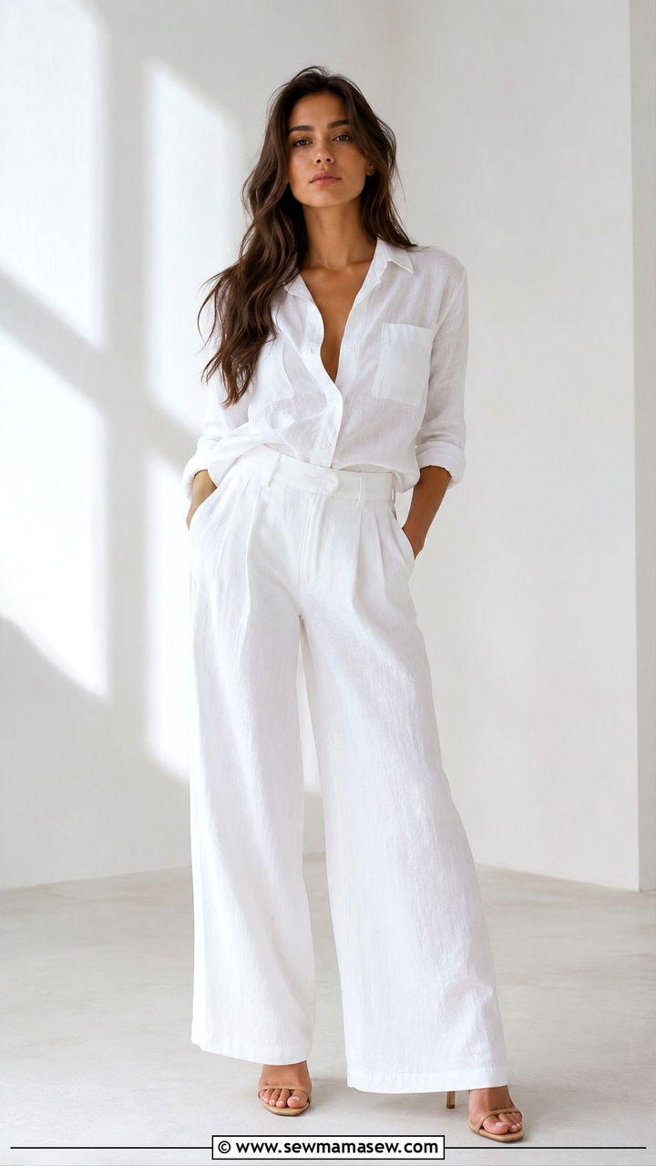 Monochrome All White Solo Photoshoot Outfit - 30 Solo photoshoot outfit ideas