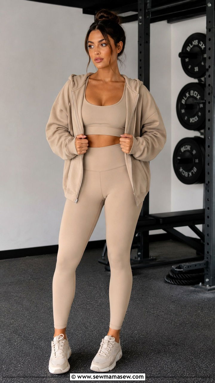 Monochrome Athleisure Set With Dad Sneakers - 30 sneaker outfits